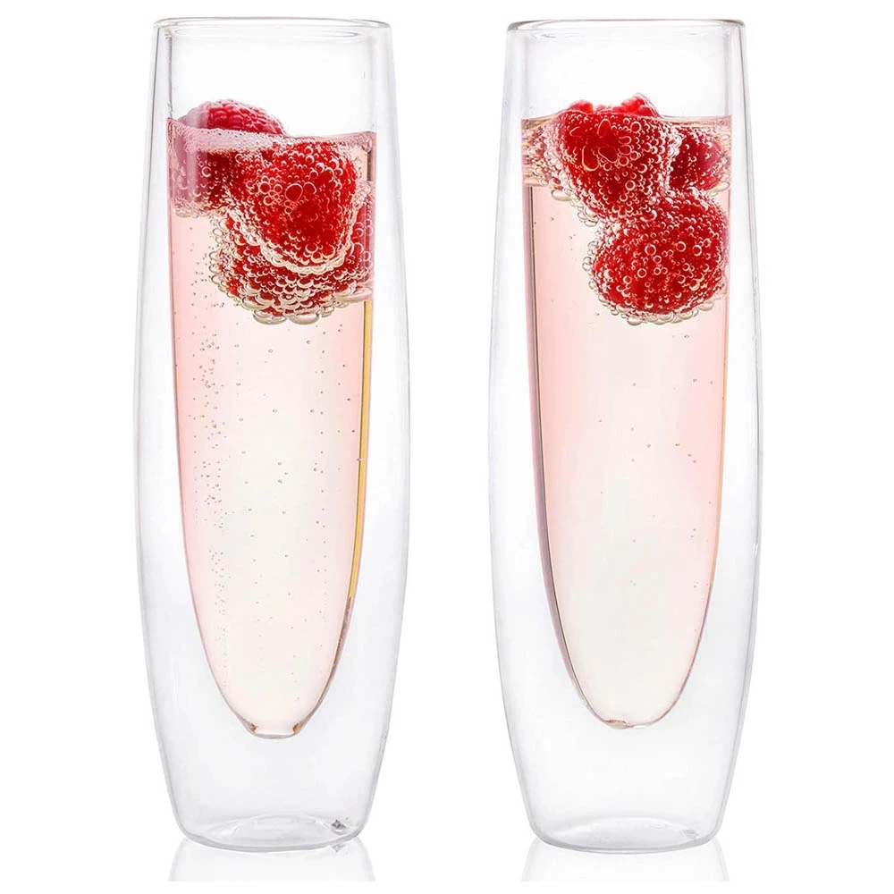 Mid-Century Modern Stemless Atomic Stars Flutes Glasses Champagne  Set Of 6 