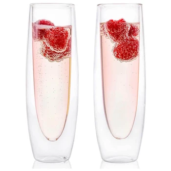 of glass champagne glasses double-layer handleless sparkling glasses high-end red wine glasses transparent glasses 1