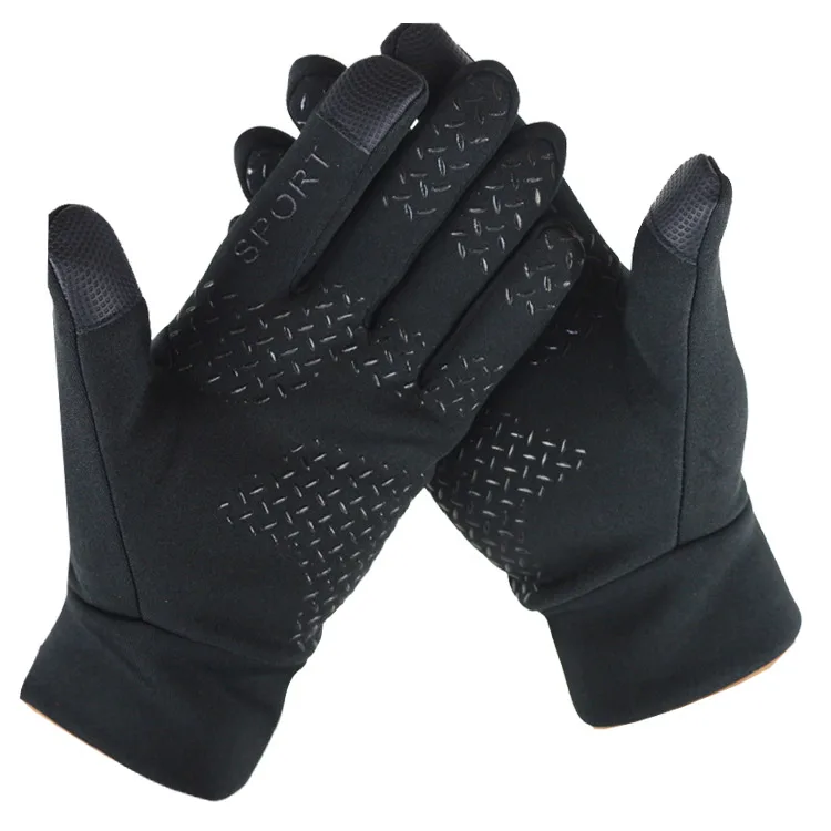 Longkeader перчатки осень-зима мужские плюс бархатные теплые варежки перчатки для сенсорного экрана модные спортивные Нескользящие мужские черные luvas - Цвет: black