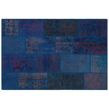 

Handmade Blue Vintage Overdyed Patchwork Area Rug 120x180 Cm-3'11''X5'11''