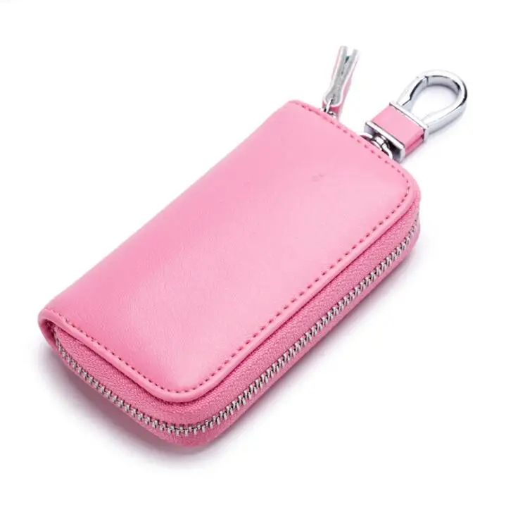 light pink AIMIYOUNG держатель для ключей для женщин и мужчин из натуральной кожи кошелек для ключей Органайзер Сумка кошелек для экономки держатель для карт чехол для ключей для монет - Цвет: light pink