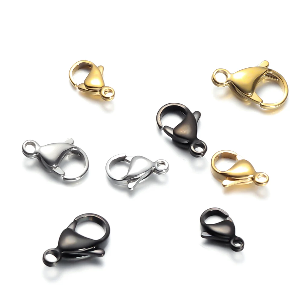 Semitree 25Pcs 스테인레스 스틸 골드 블랙 랍스터 걸쇠 쥬얼리 결과 DIY 목걸이 팔찌 액세서리 만들기 9/10/12/15MM