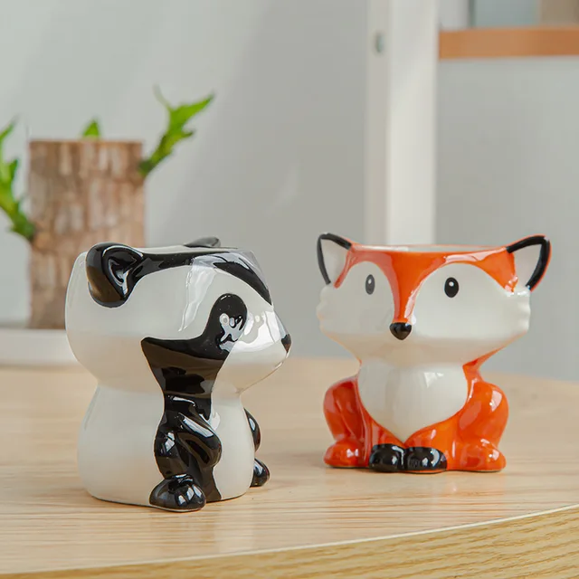 Északi Új Stílusú Kerámia Állatok Virág Edény Rajzfilm Zebra Juh Tehén Fej Mini Pozsgás Növények Bonsai Edények Otthoni Dekoráció - Image 4