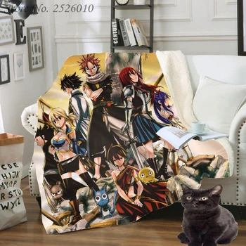 

Throw blanket Japan Anime Fairy Tail 3D Velvet Plush Blanket Bedspread For Kids Girls Sherpa Blanket Couch Quilt Cover Travel 09