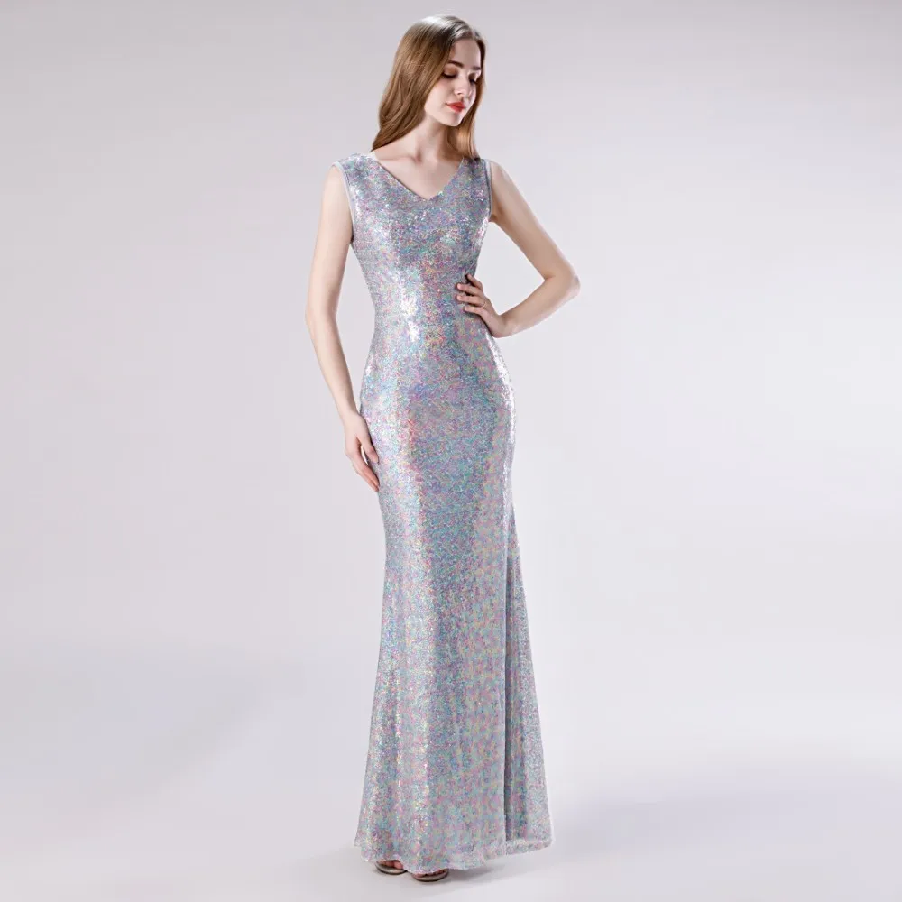 Vivian's Bridal высококачественное яркое платье с блестками для выпускного вечера сексуальное блестящее платье макси с двойным v-образным вырезом и блестками драпированное платье русалки