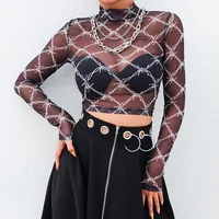 Suzanne Chain Print Mesh Long Sleeve Top 5