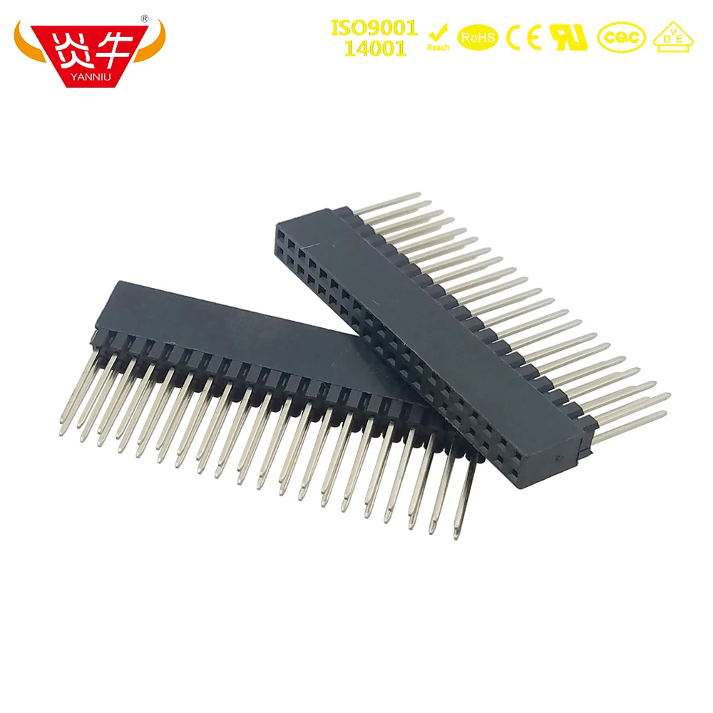50Pcs-2-54mm-Long-2x20P-40Pin-Female-Stacking-Header-Connector-Gilded ...