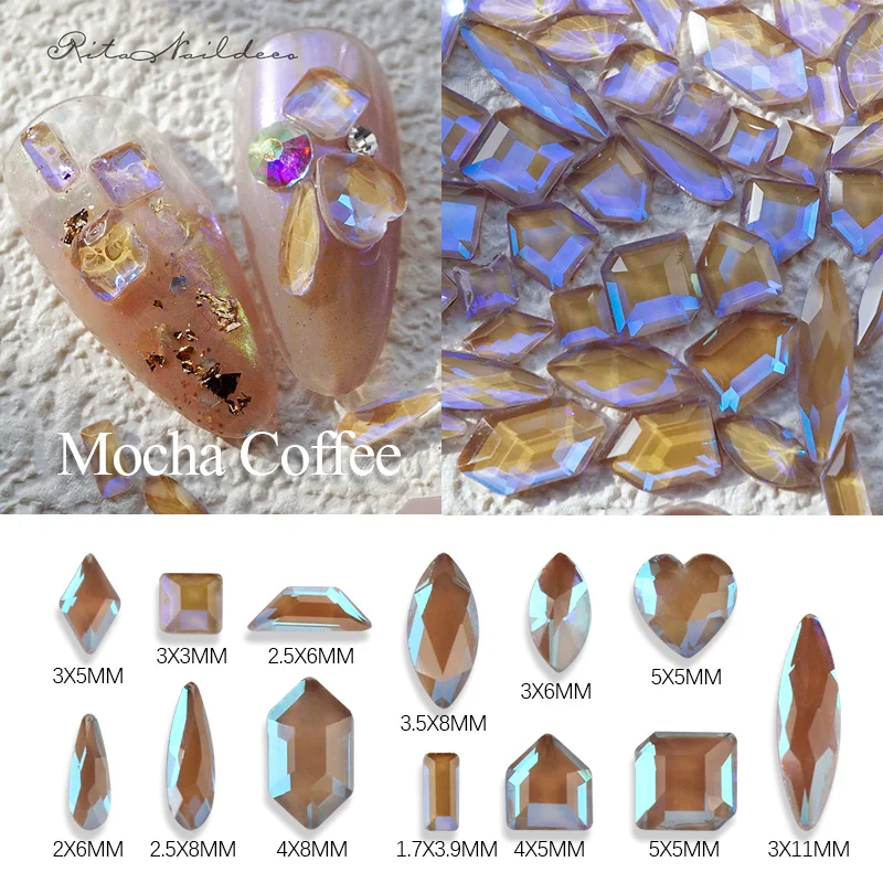 New Color Coffee purple light Rhinestones Mocha Mix shape Flatback Crystals For DIY Nail Art Decorations | Дом и сад