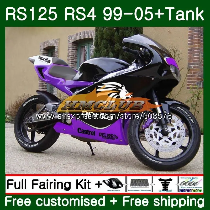 RS125R для Aprilia RS 125 RS125 99 01 02 03 04 05 44CL. 11 RS4 RS-125 RSV125 R 1999 2000 2001 2002 2003 2005 цвета: черный, фиолетовый, обтекатель - Цвет: No. 1