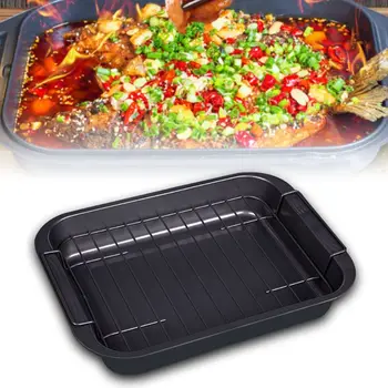 

Non Stick Grilled Fish Pan Baking Tray Cake Cheese Cookie Bread Plate with Rack