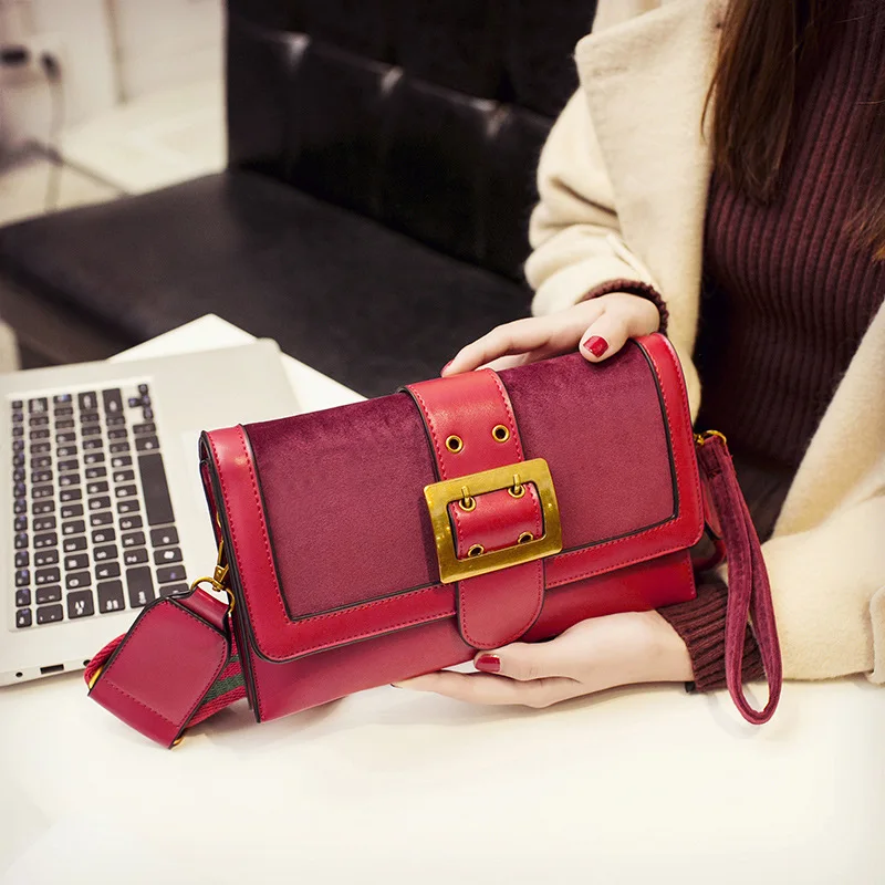 New Wide Shoulder Messenger Bag - Цвет: Бургундия