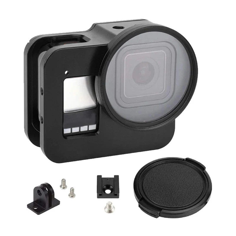 case add 52mm uv Алюминиевый защитный чехол для GoPro Hero 8 черный с 52 мм переходным кольцом CPL/красный/ND4/8/16/Star/10x Макро/фильтр для go pro 8 - Цвет: case add 52mm uv