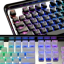 Прозрачная Кепка для ключей с кристаллами, двухцветная впрыска, светящиеся надписи, ABS, персонализированная механическая клавиатура колпачка