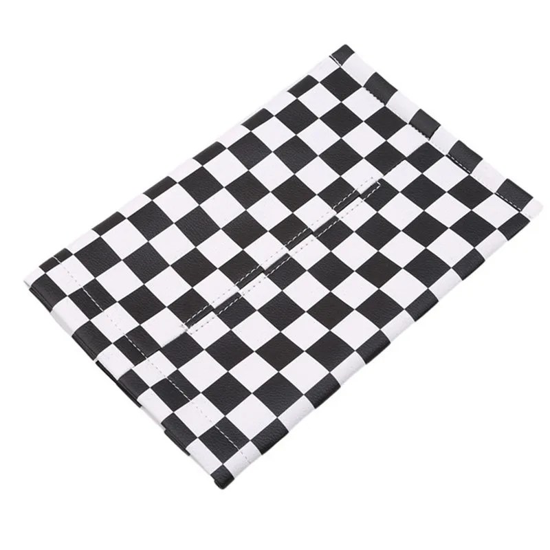 PU Car Tissue Holder England Flag Leather Red Black Soft Tissue Box Dashboard Napkin Box Storage - Название цвета: Checkered