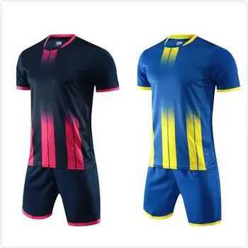 

New High Quality Customize Soccer Jersey+Shorts Set Embroidered Stitch Team Logo Name Number Sport T-Shirts Uniforms Men Youth