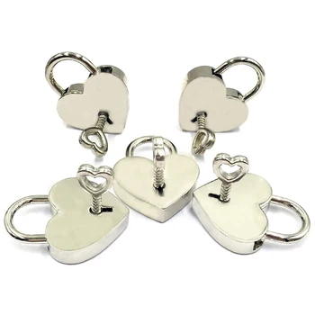

New 5-Pack Nickel-Colored Mini Heart-Shaped Large-Capacity Key Padlock for Jewelry Storage Box Diary DIY Process