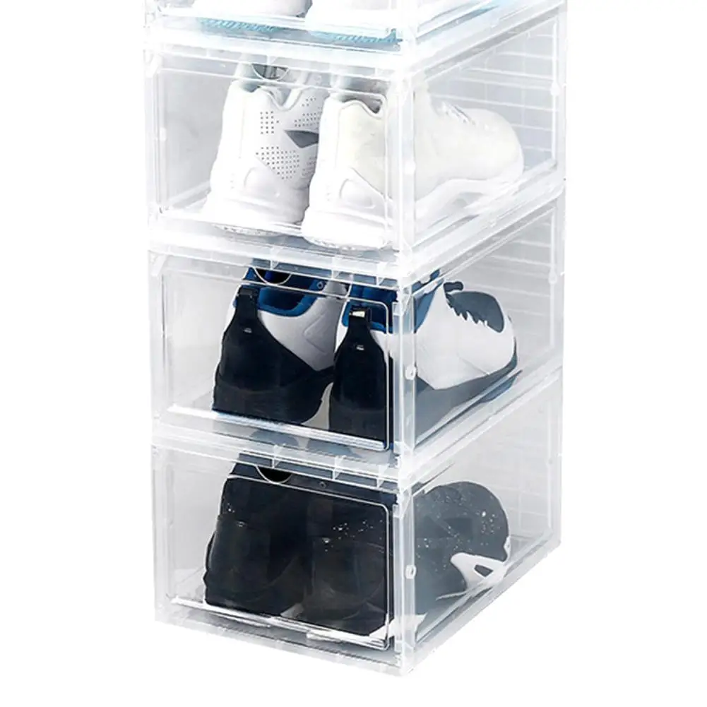 Clear Shoe Cabinets PP Dust-proof Stackable Flip Drawer Shoes Box Storage Container rack Organizer shelf | Дом и сад