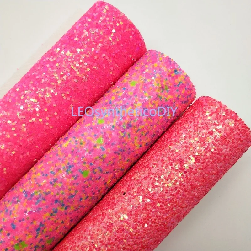 

Mini Roll 30x134CM PINK Glitter Fabirc, Chunky Glitter Leather, Glitter Leather Roll For Making Bows LEOsyntheticoDIY SK007
