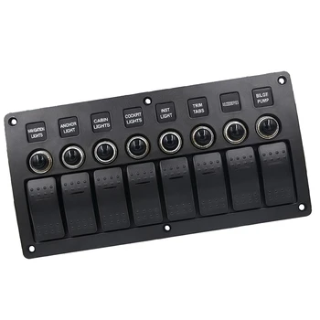 

8 Gang Illuminated Rocker Switch Panel On/Off for Marine Boat Caravan