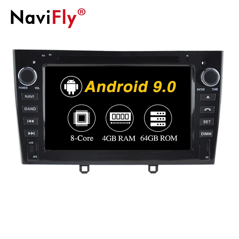 4GB-64GB-Black NaviFly 4 Гб+ 64 ГБ Android 9 Автомобильный DVD стерео плеер для peugeot 408 308 308SW 2008-2013 с радио WiFi BT GPS навигация - Цвет: 4GB-64GB-Black