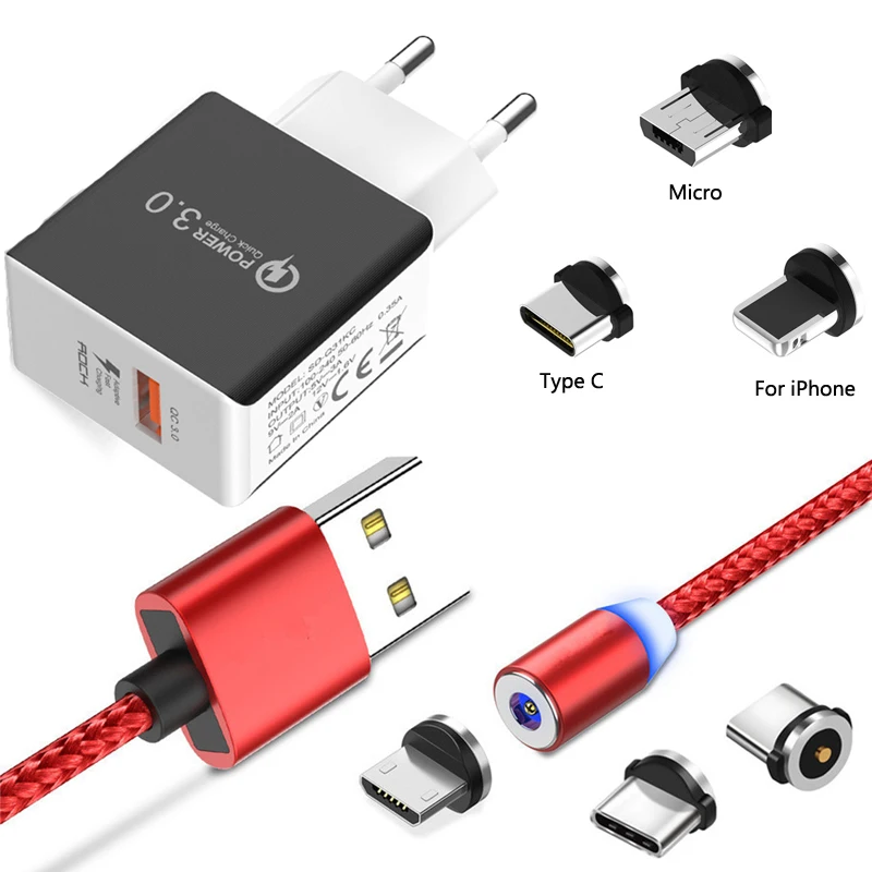 Магнитный кабель Micro USB Type C для iPhone 11 XS Redmi 7A 6A Note 8 7 6 Samsung A2 Core J4 A90 A80 A70 Quick Charge 3 0 |