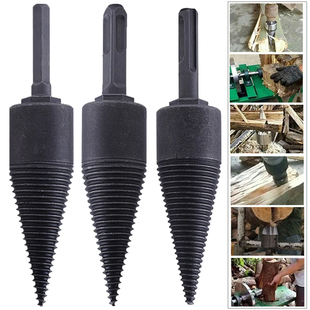 

New Drill Bit Hexagon/Square/Round Handle Shank Firewood Drill Bit Chop Wood Splitter Screw Splitting Reamer Tool Drop Shipping
