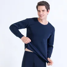 Зимнее длинное толстое мужское термобелье, сохраняющее тепло для русской Канады и европейских мужчин, осенне-зимнее нижнее белье с круглым вырезом