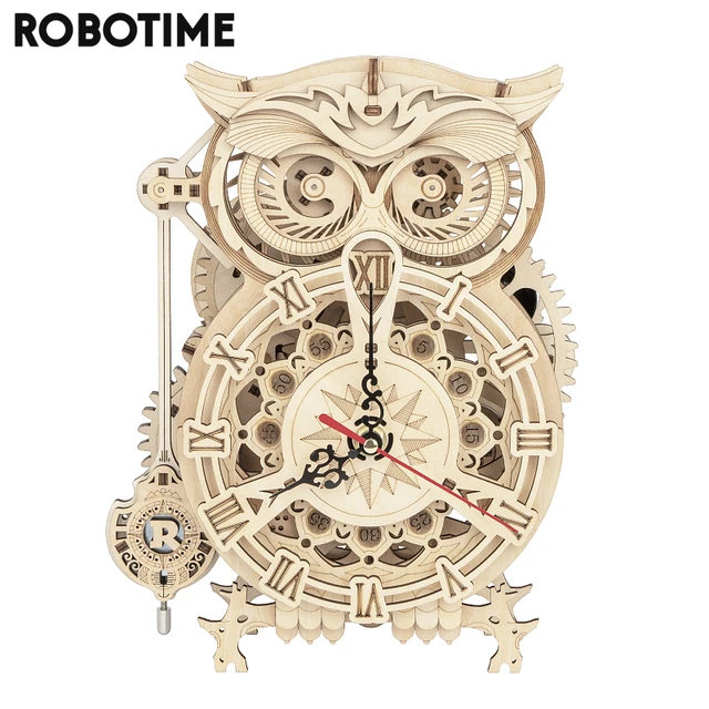 Robotime Rokr 161pcs Creative DIY 3D Owl Clock Wooden Model Building Block Kits Assembly Toy Gift for Children Adult LK503 1