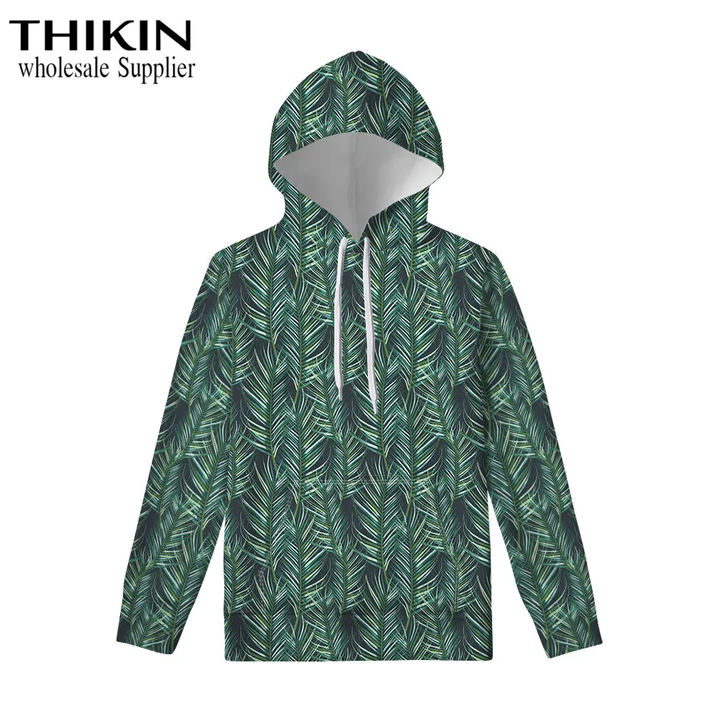 THIKIN/толстовки с тропическими пальмовыми листьями и цветами для мужчин и женщин; толстовки с капюшоном; модные повседневные спортивные костюмы для девочек; пуловер с капюшоном - Цвет: as picture