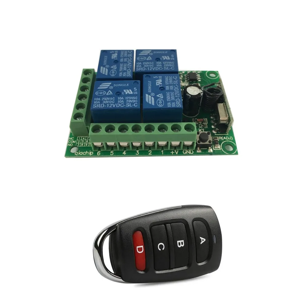433MHz Universal Wireless Remote Control DC 24V 2CH rf Relay Receiver and Transmitter for Universal Garage door and gate Control