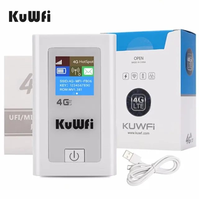 KuWFi Power Bank 4G LTE Router 3G/4G Sim Card Wifi Router Pocket 150Mbps CAT4 Mobile WiFi Hotspot with SIM Card Slot 1