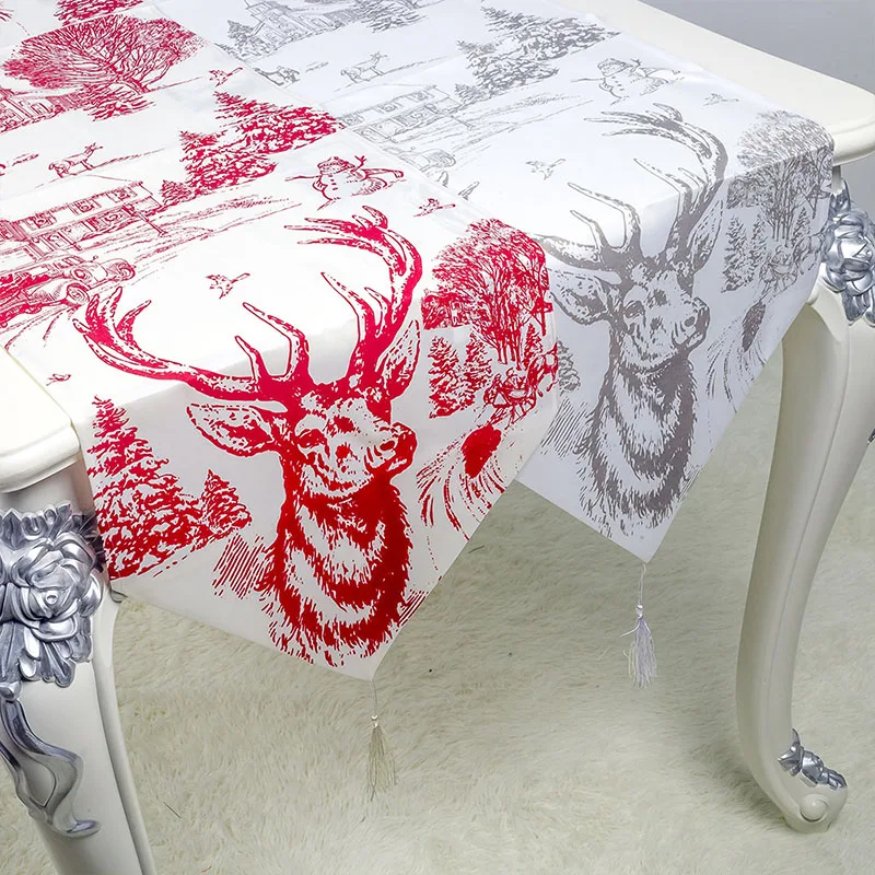 

Christmas Table Runner table mat cup mat set Waterproof Printing Pattern Household Table Decoration For Christmas Dinner Decorat
