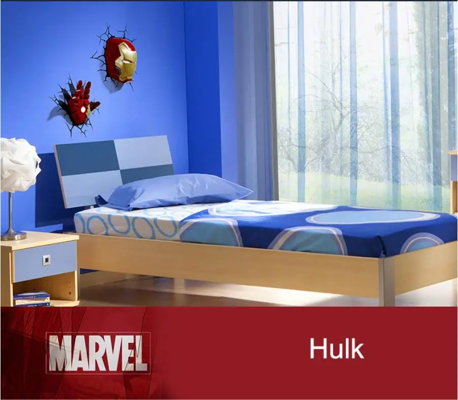 Marvel, Мстители, 3D светодиодный настенный светильник, для спальни, гостиной, креативная новинка, ночной Светильник для Железного человека, Человека-паука, Халка, Капитана Америки