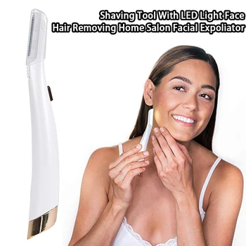 

Face Hair Removing Home Salon Portable Handheld With LED Light Facial Expoliator Peach Fuzz 6 Replacement Heads Shaving Tool