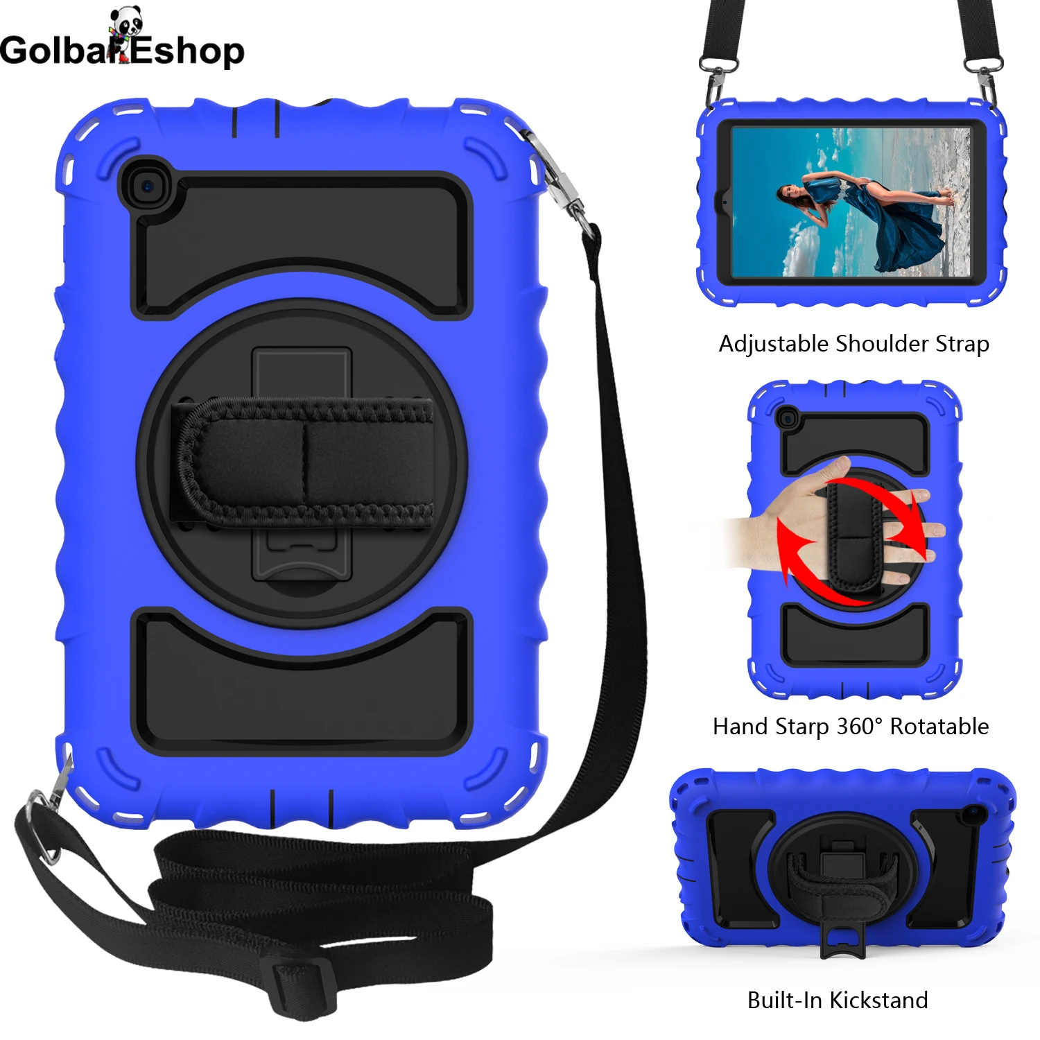 

360 Rotatable Case For Samsung Galaxy Tab A 8.4 inch SM-T307 2020 Heavy Duty Rugged Shockproof Kickstand & Hand Strap Pen Holder