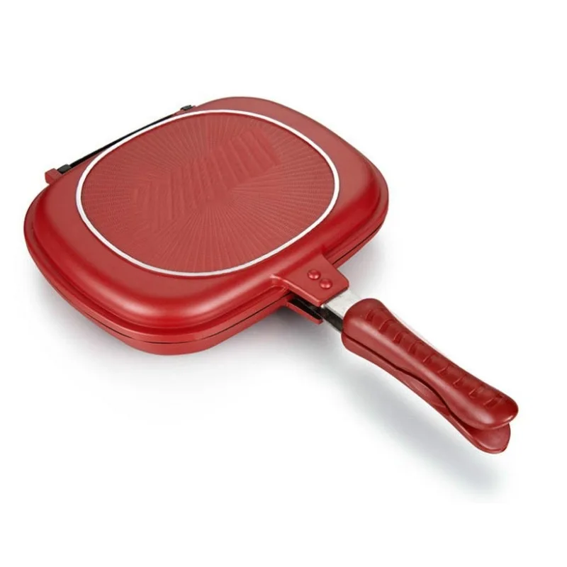 32CM Double-Sided Frying Pan Non-Stick Barbecue Cooking Tool for Home Outdoor Party Barbecue Making Cakes Kitchen Tools