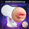 Handfree Male Sucking Masturbation Cup Dual Heads Oral Real Blowjob Strong Suction Vibrating Masturbator Vaginal