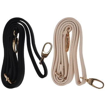 

2x DIY Replacement Leather Bag Shoulder Strap Handle Cross Body Adjustable 140x2cm, Black & Beige