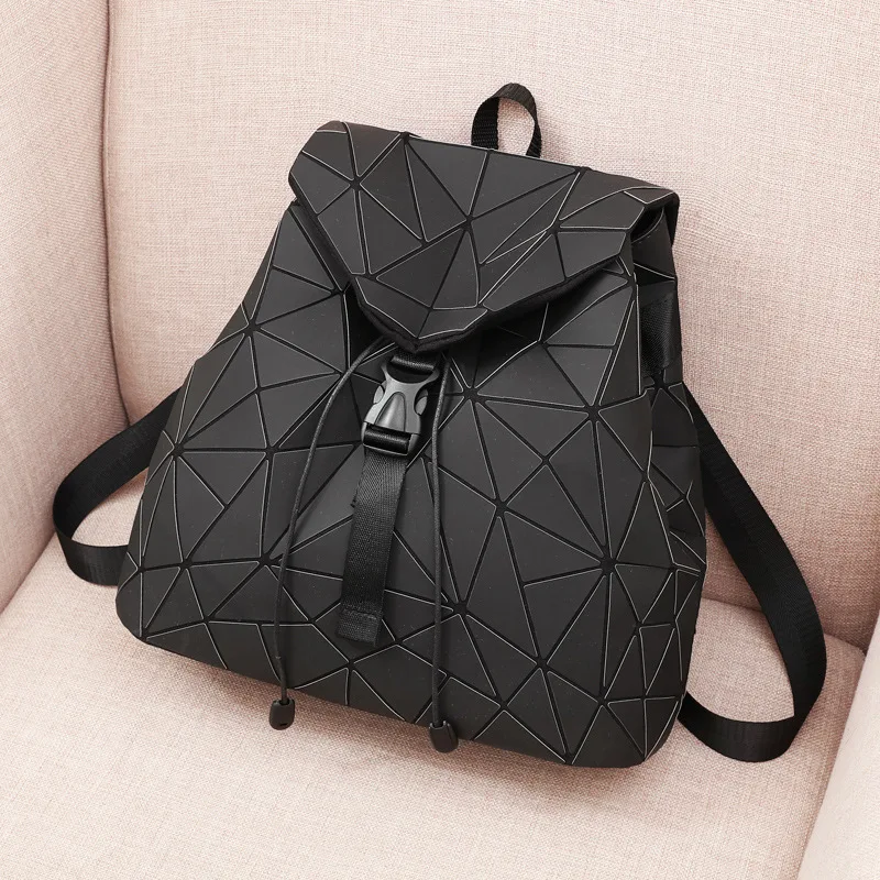 Женский рюкзак, новинка, геометрический рюкзак, большая вместительность, складной, гладкий, матовый, для студентов, для женщин, для студентов, модная школьная сумка - Цвет: Черный
