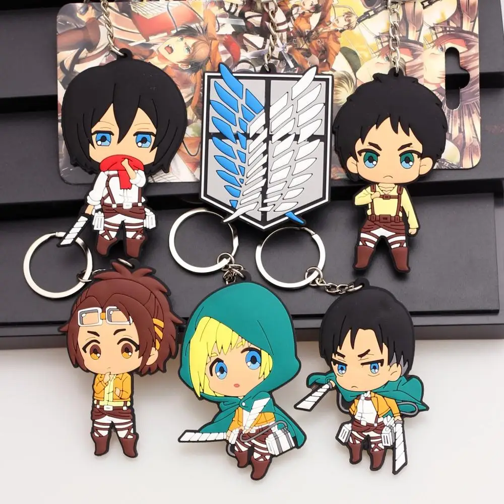 Attack On Titan Keychain Cute Anime Soft Freedom Wing Mikasa Car Key Chain Children Bag Pendant Accessories Gifts | Украшения и