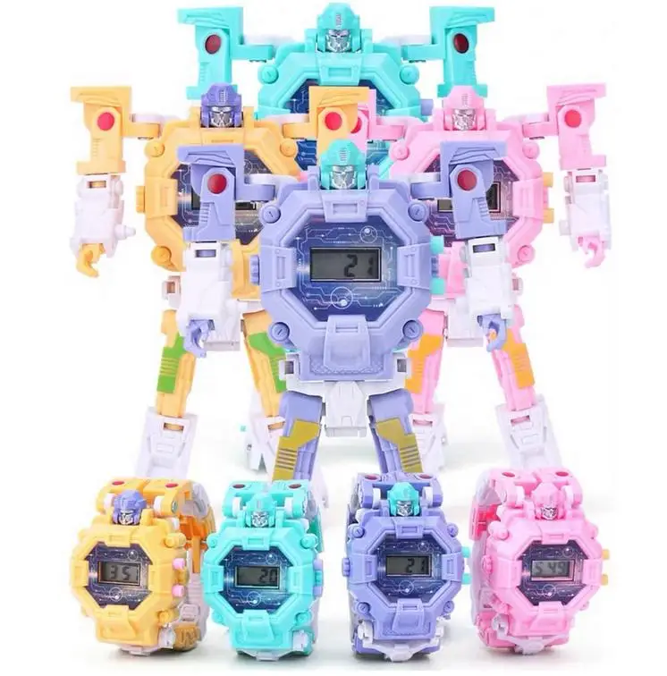 

BEESCLOVER 2 in 1 Robot Transformation Wristwatch Toy Unique Electronic Robot Watch for Boy Children Sport Watch Toys r60