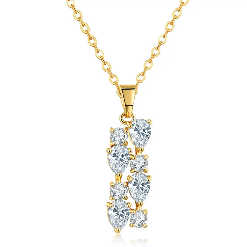 Necklace Gold-White Шарм Винтаж Мона Лиза стиль Разноцветный Кристалл Циркон модное ожерелье кольцо с подвесками серьги ювелирный набор подарок для женщин девочек - Окраска металла: Necklace Gold-White