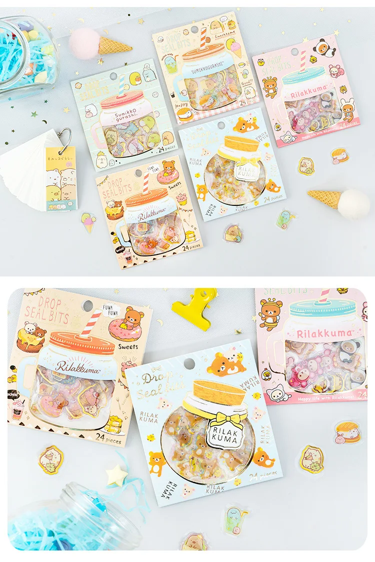 Rilakkuma Хрустальная капельница прозрачные дневные декоративные наклейки Скрапбукинг палочка этикетка канцелярские наклейки для дневника, альбома