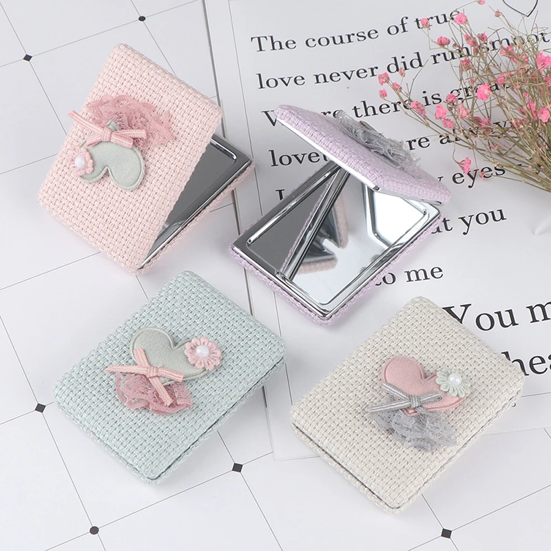 Fabric Feel Makeup Mirrors Cute Elephant Compact Pocket Mirror Two-Side Folding Mirror Cosmetic Tool