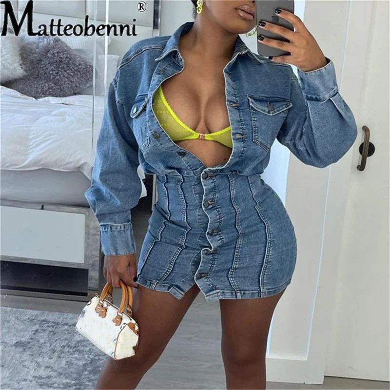 

2021 Slim Solid Color Jean Jacket Women Street Casual Denim Jackets Ladies Tassel Ripped Hole New Fashion Denim Blue Long Coat