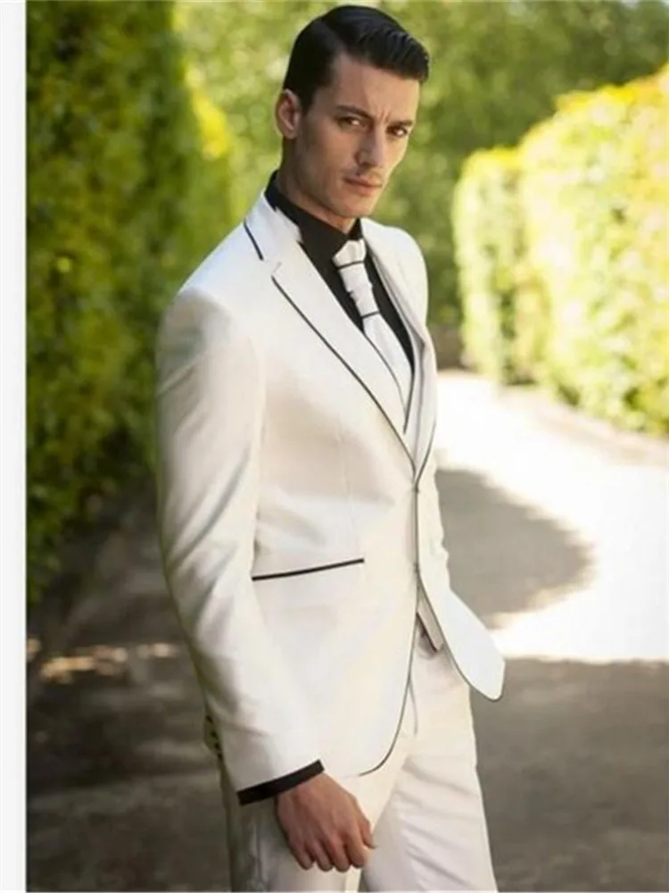 New Men’s Suit Smolking Noivo Terno Slim Fit Easculino Evening Suits For Men Ivory Groomsmen Prom Tuxedos Tailored Blazer(Jacke