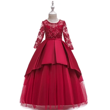 

2019 Fancy Kids Dresses For Girls Wedding Party Formal Long Lace Princess Prom Dress Vestido Wear 4 5 6 7 8 9 10 12 14 Years