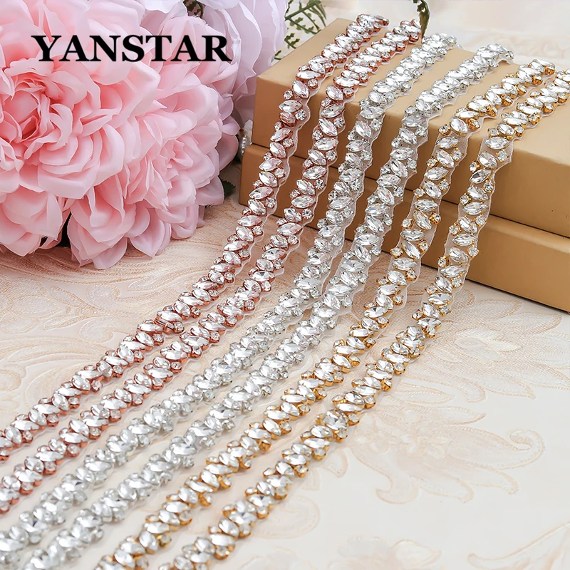 Yanstar Wholesale Rhinestone Applique 10 Yards Decoration Belt Thin