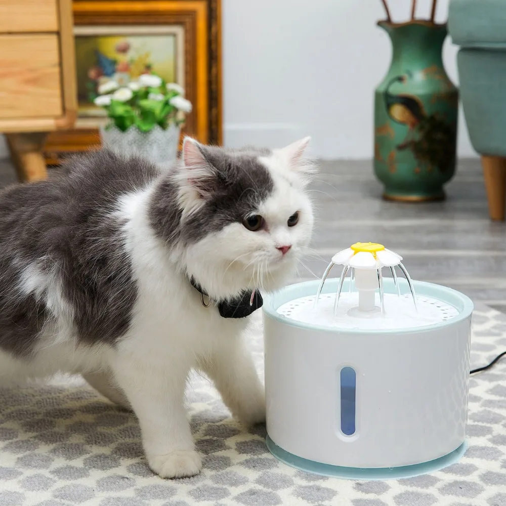 2.4L автоматический фонтан для воды с изображением кошки, окно с уровнем воды, СВЕТОДИОДНЫЙ Электрический бесшумный питатель для воды, поилка для собак, дозатор напитков для домашних животных