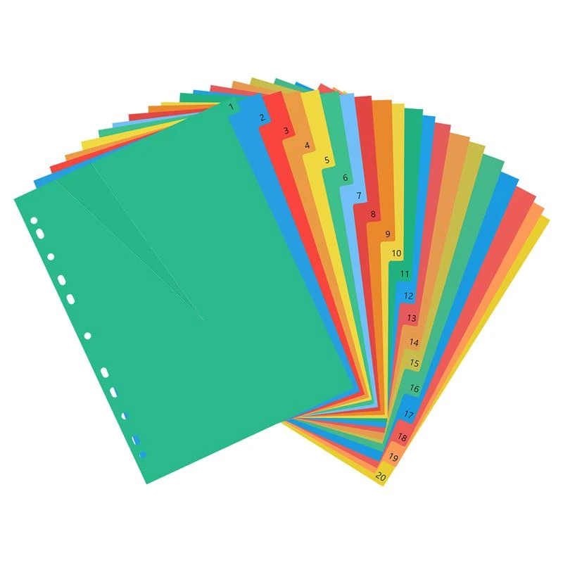 Tarief salon binnenplaats 20 Pagina 'S A4 Kleurrijke Index Pagina Ingedeeld Lables Plastic Tab  Verdelers (Kleur Gedrukte Nummer)|Binder Index Dividers| - AliExpress